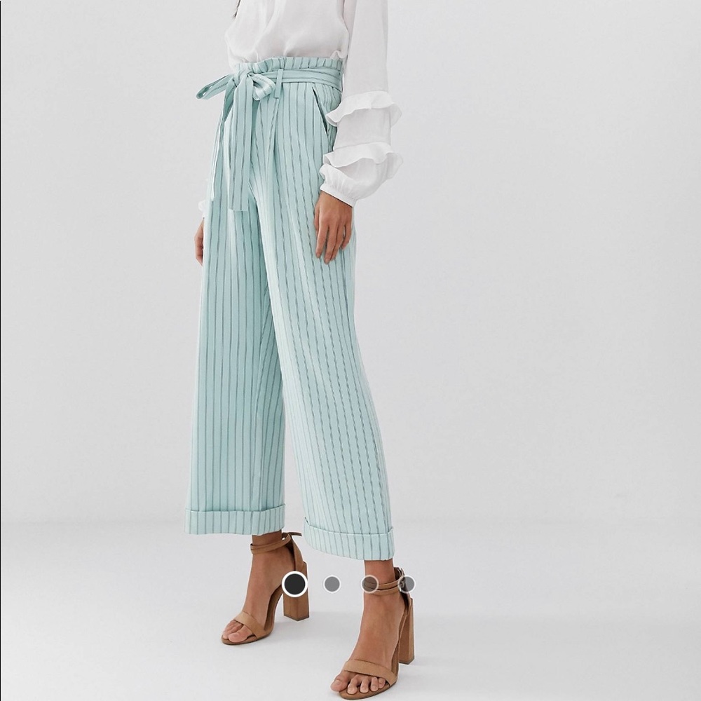 Vila Wide Leg Crop Stripe Pants
